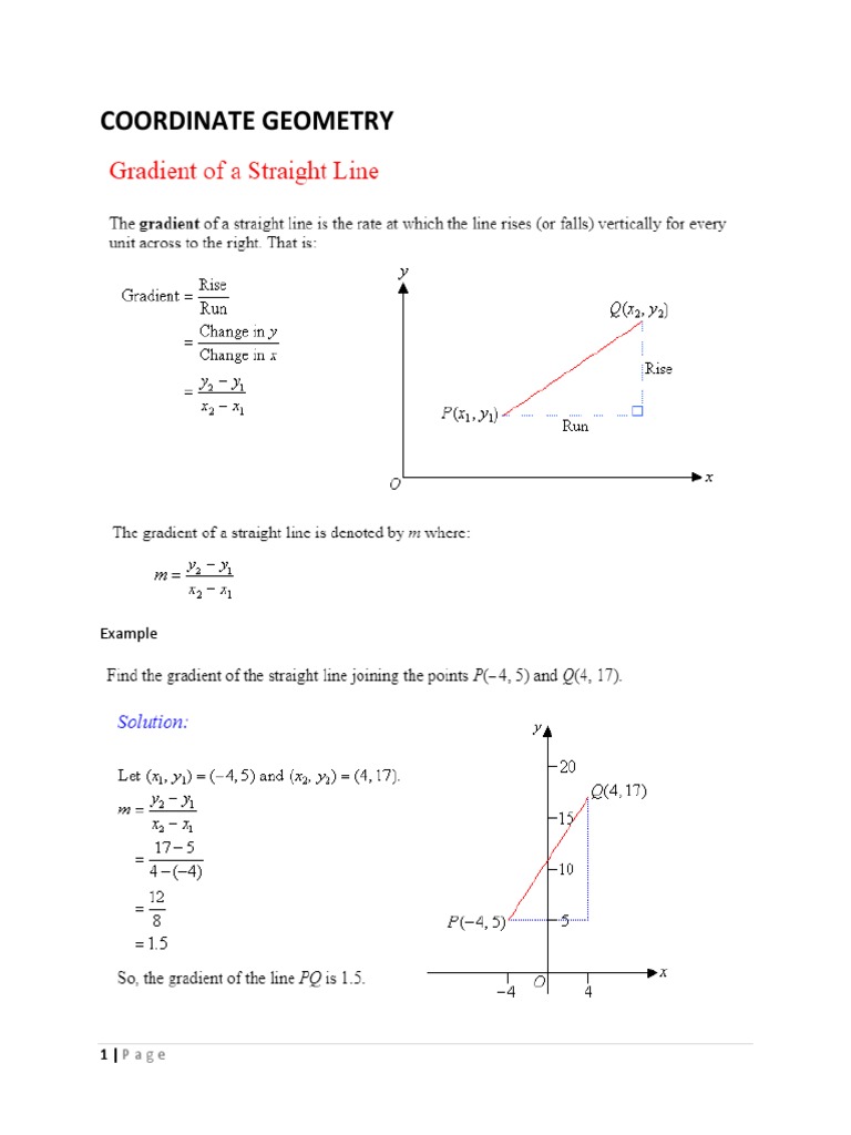 Coordinate Geometry PDF Equations Line (Geometry)