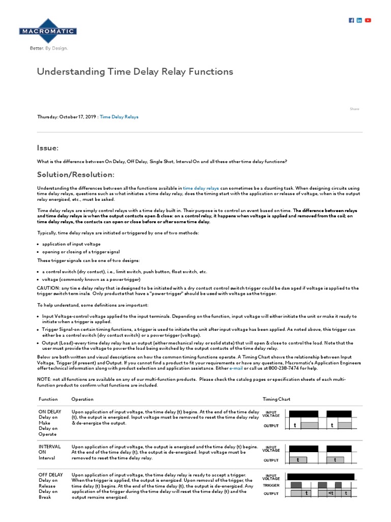 Understanding Time Delay Relay Functions - Macromatic | PDF | Relay ...