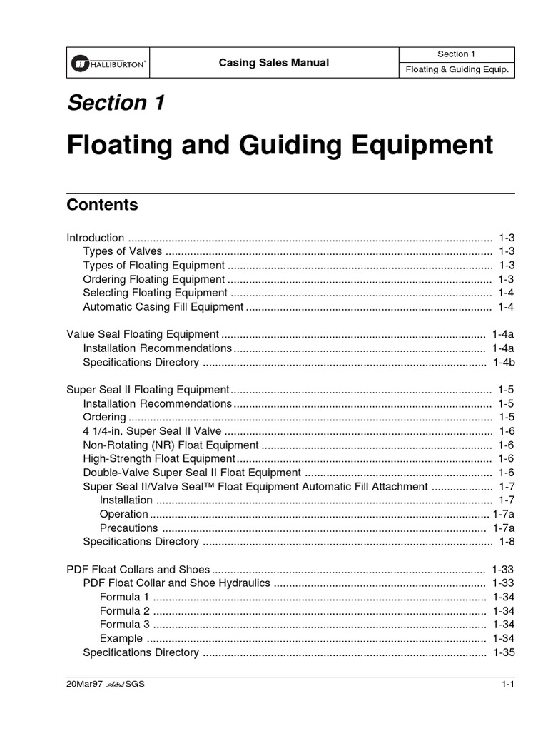 Sect 01 Floating Guiding Equipmnt | PDF | Casing (Borehole) | Valve