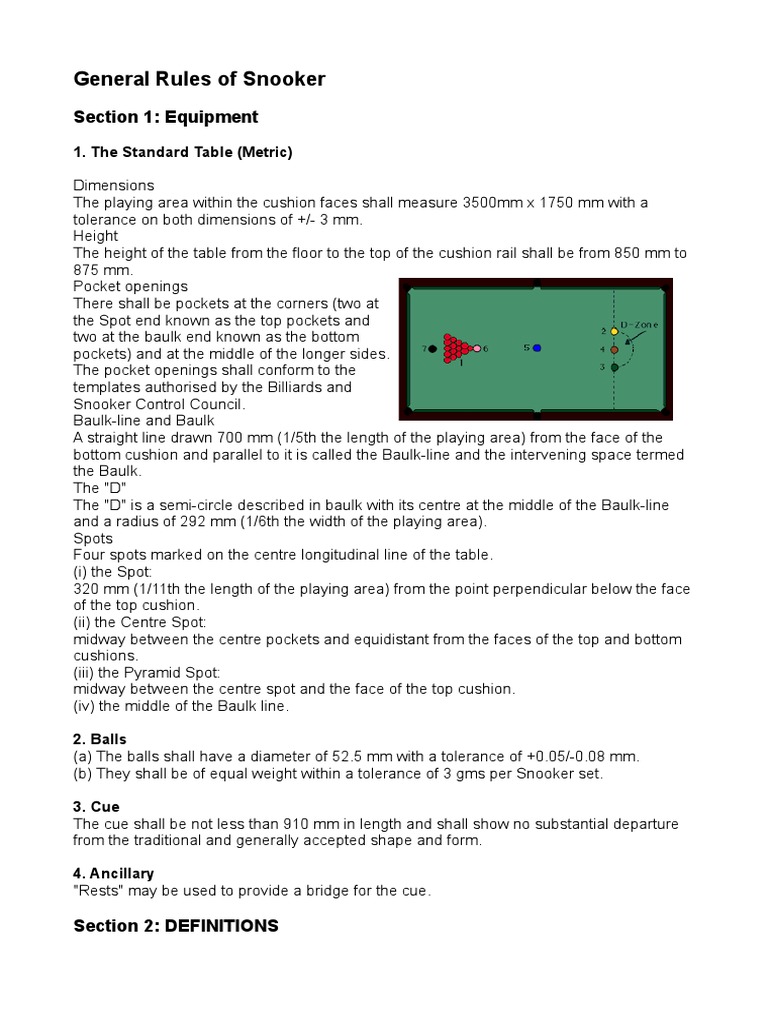 Rules General | PDF | Snooker | Games Of Mental Skill