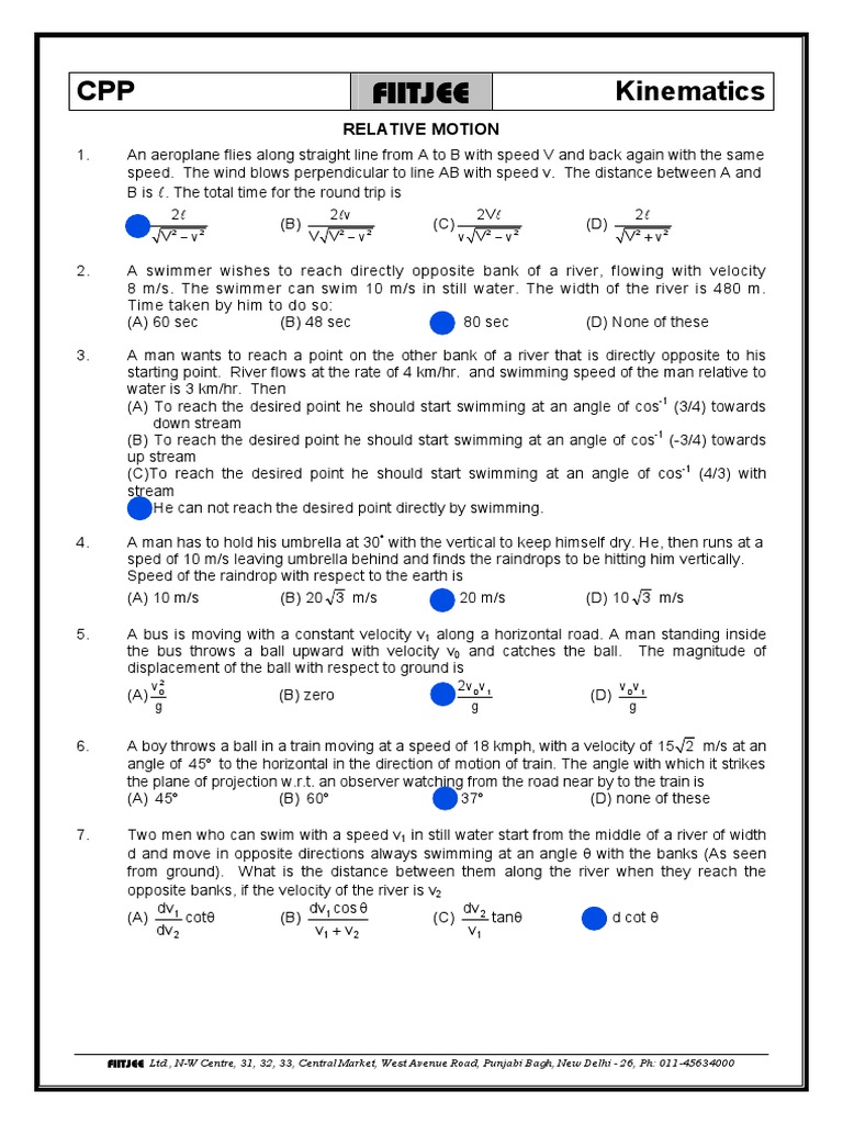 Relative Motion Problems and Solutions | PDF | Speed | Mechanics