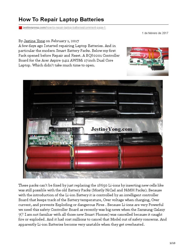 How To Repair Laptop Battery | PDF | Lithium Ion Battery | Fuse ...