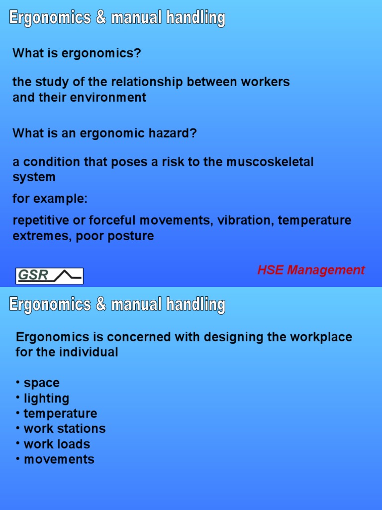 Ergonomics in Manual Handling Safety | PDF | Human Factors And ...
