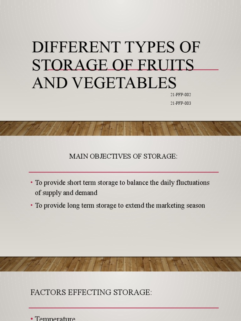 Different Types of Storage of Fruits and Vegetables PDF Carbon