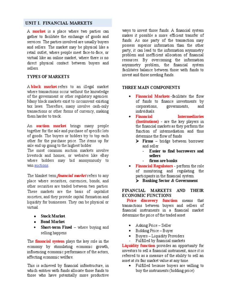Overview of Financial Markets and Players | PDF | Stocks | Financial ...