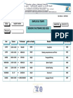 Emploi Du Temps: Filiére: Semestre: Groupe: G1 Semestre 01 English Studies