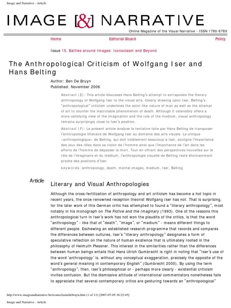 Visual Anthropology of Hans Belting | PDF | Mental Image | Anthropology