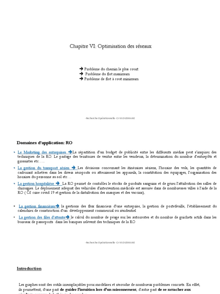 Optimisation des réseaux en RO | PDF | Théorie des graphes ...