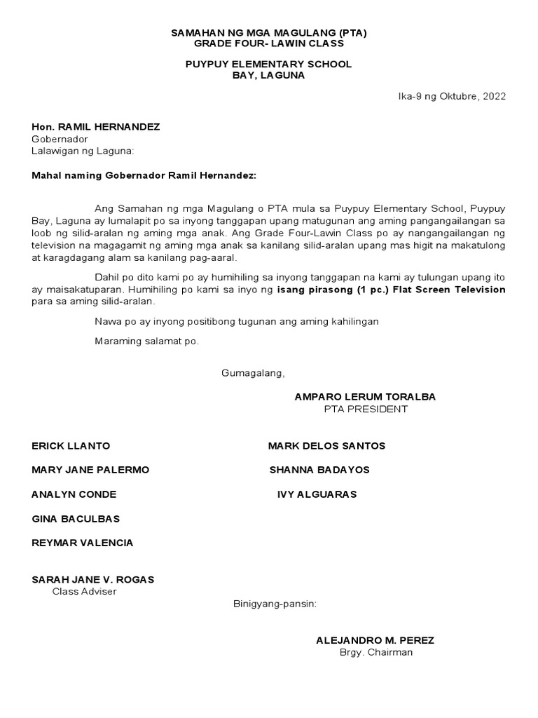 Pta Solicitation Letter | PDF