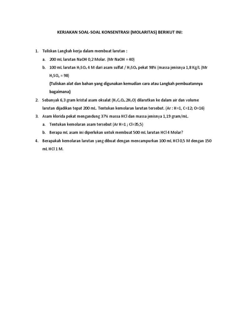 Latihan Soal Molaritas | PDF