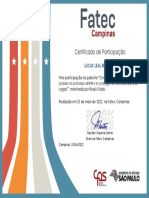 Certificado de participação em palestra sobre processos seletivos