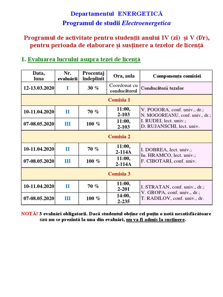 Program de Lucru La Teza de Licenta | PDF