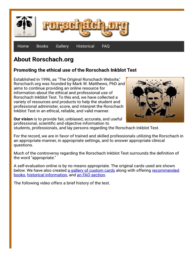 Online Rorschach Inkblot Test Pdf Cognition Behavioural Sciences