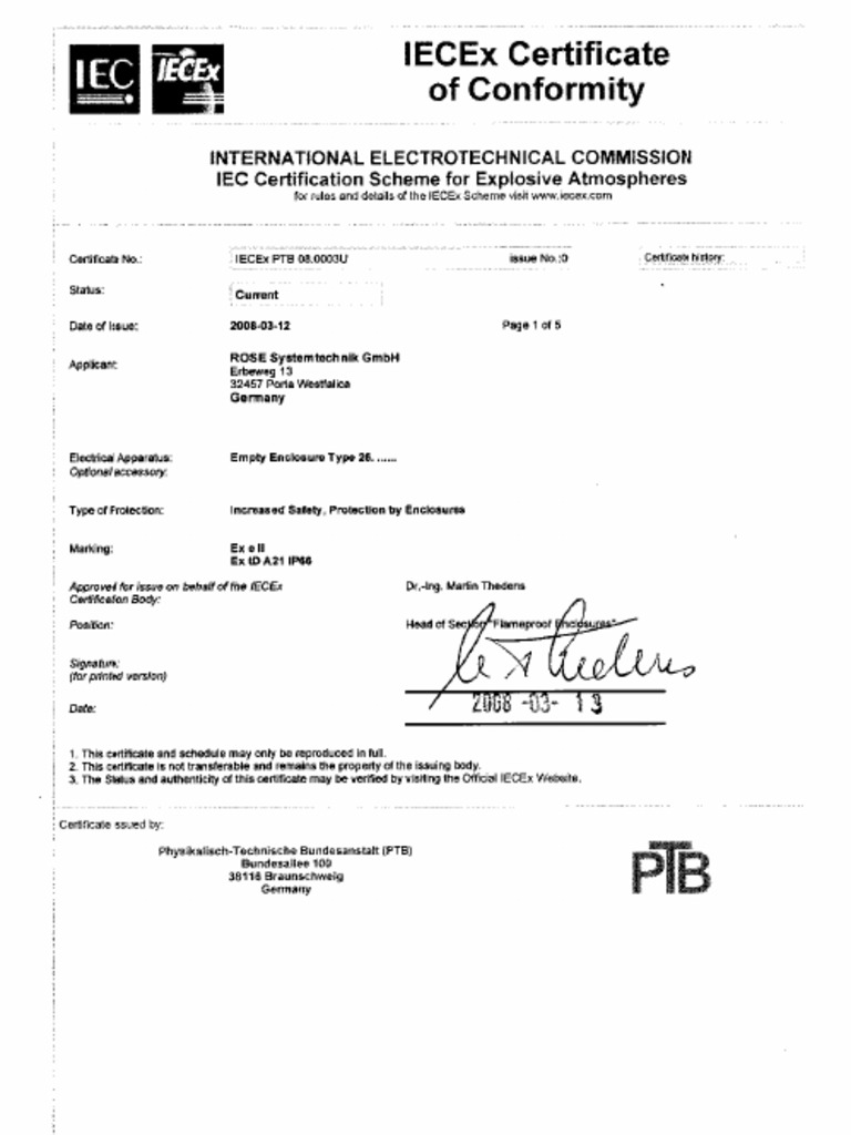 IECEx PTB 08.0003U | PDF