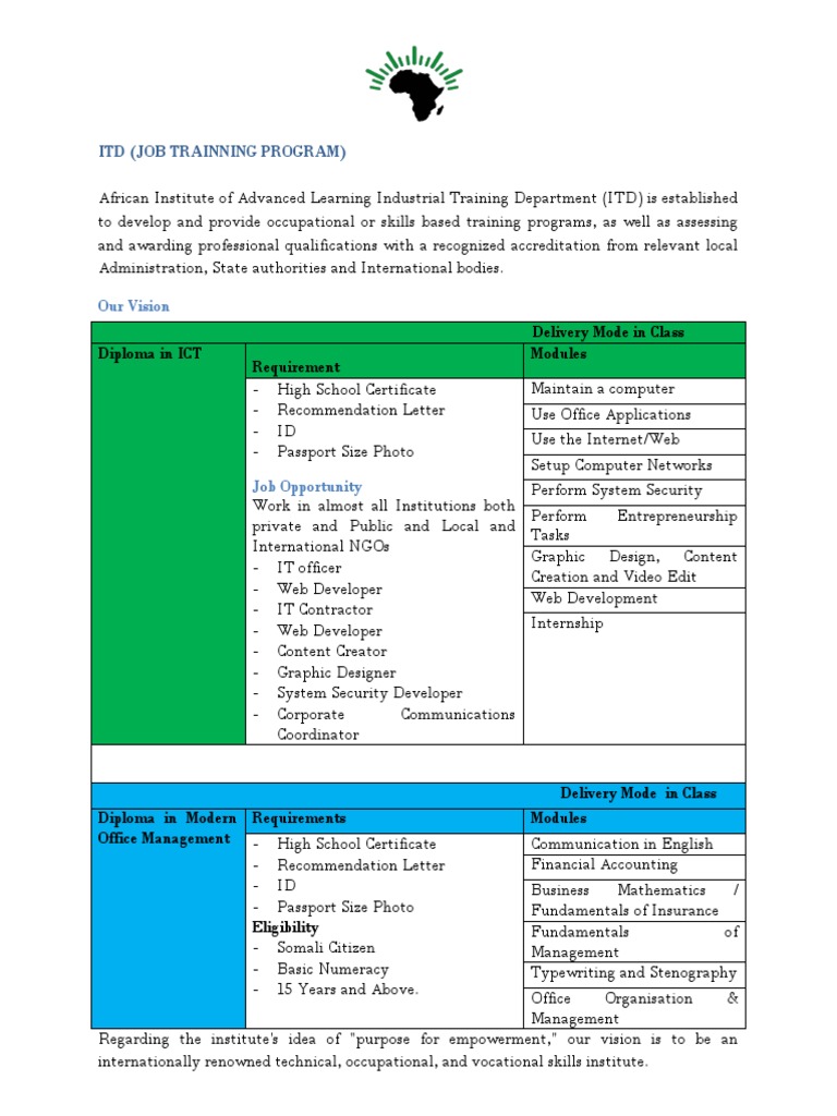 ITD Skills Training and Certification Programs | PDF | Search Engine ...
