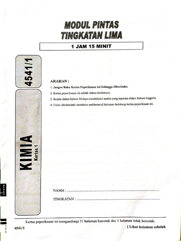 Kimia K1 Trial SPM Trial SPM Selangor 2022 PDF