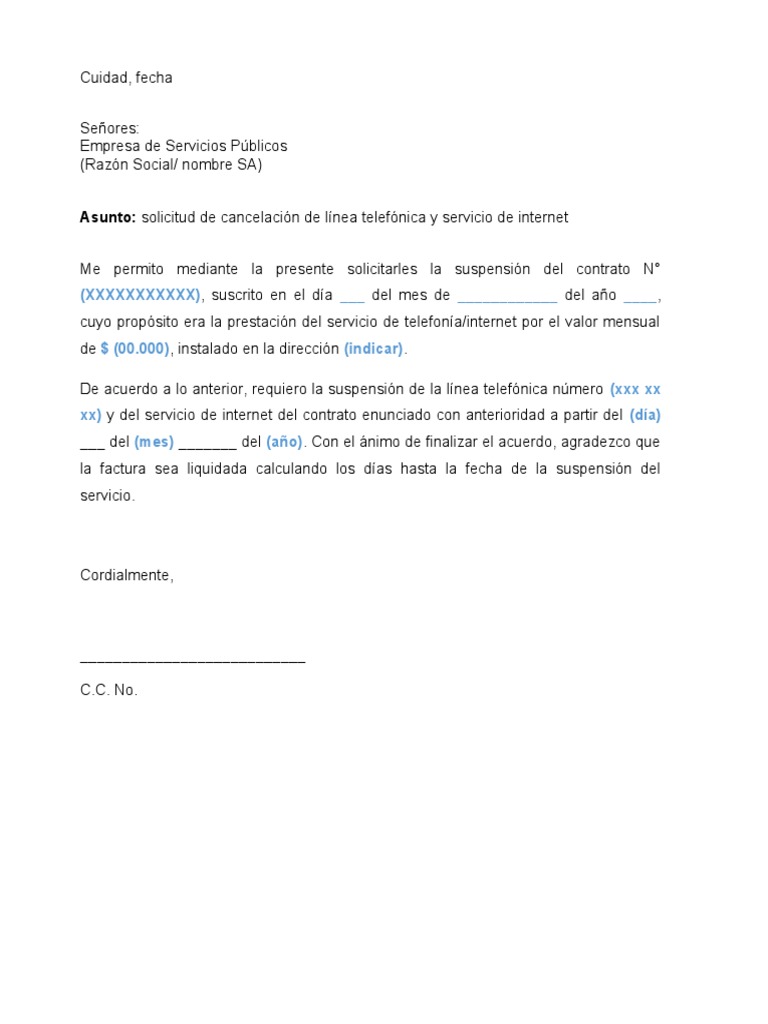 Solicitud de Cancelación de Internet | PDF | Finanzas y dinero