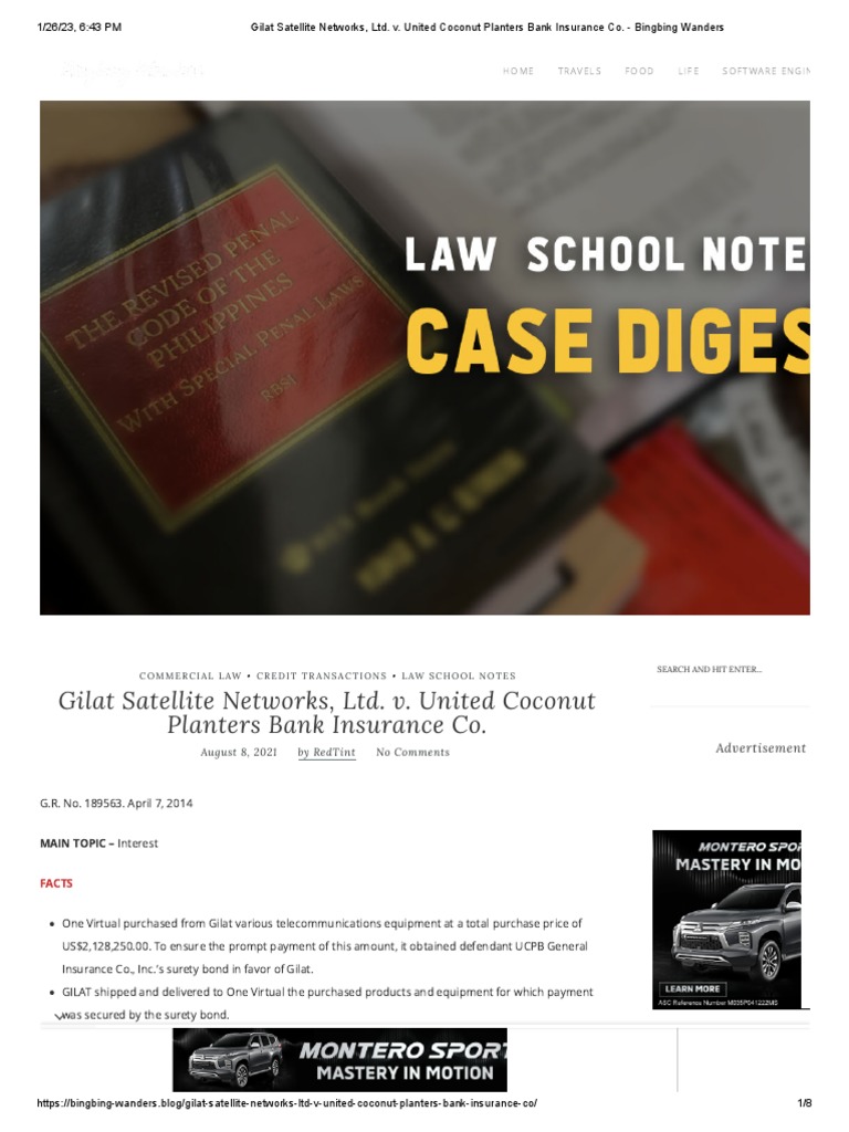 Gilat Satellite Networks, Ltd. v. United Coconut Planters Bank