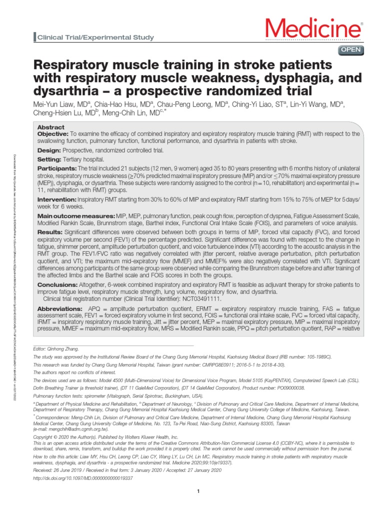 Respiratory Muscle Training in Stroke Patients.28 PDF Stroke Exhalation