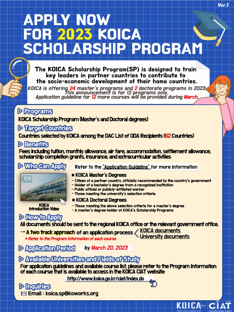 (KOICA SP) Apply Now For 2023 KOCIA Scholarship Program - Ver1 | PDF
