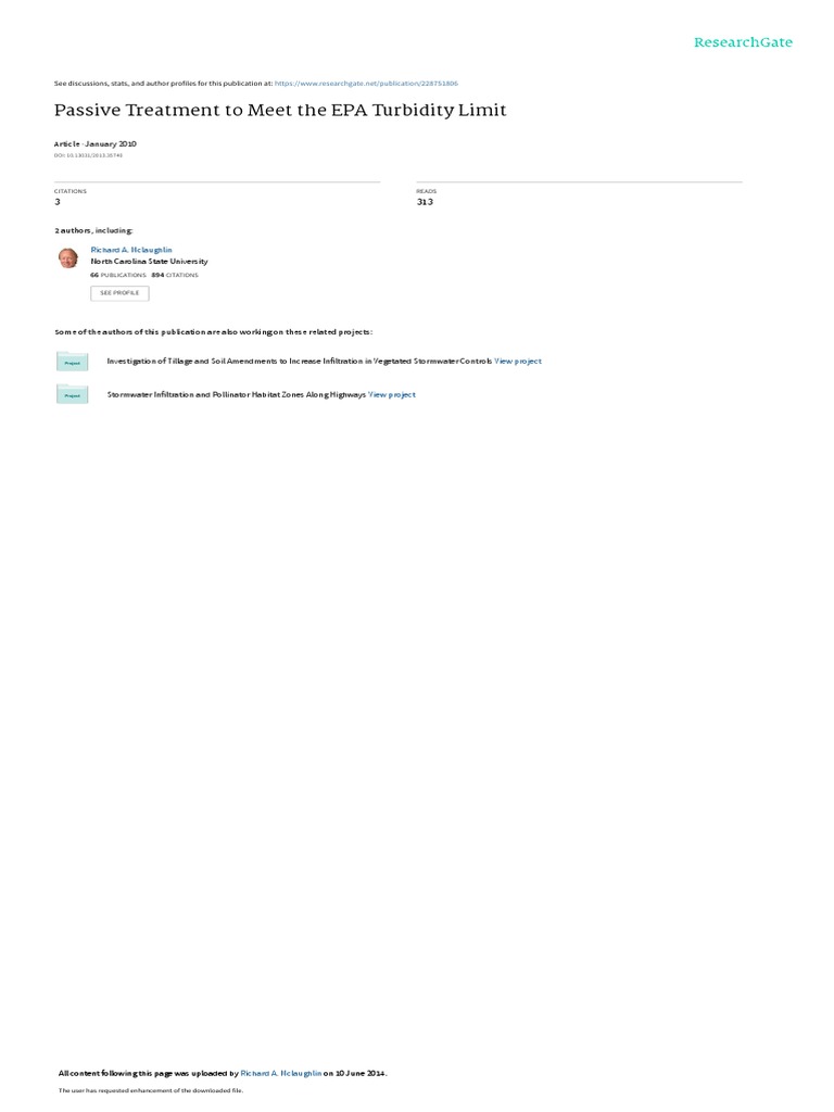 Passive Treatment To Meet The EPA Turbidity Limit PDF Surface Runoff Dam