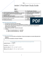 Algebra II - Semester 1 Final Study Guide Regular 16-17