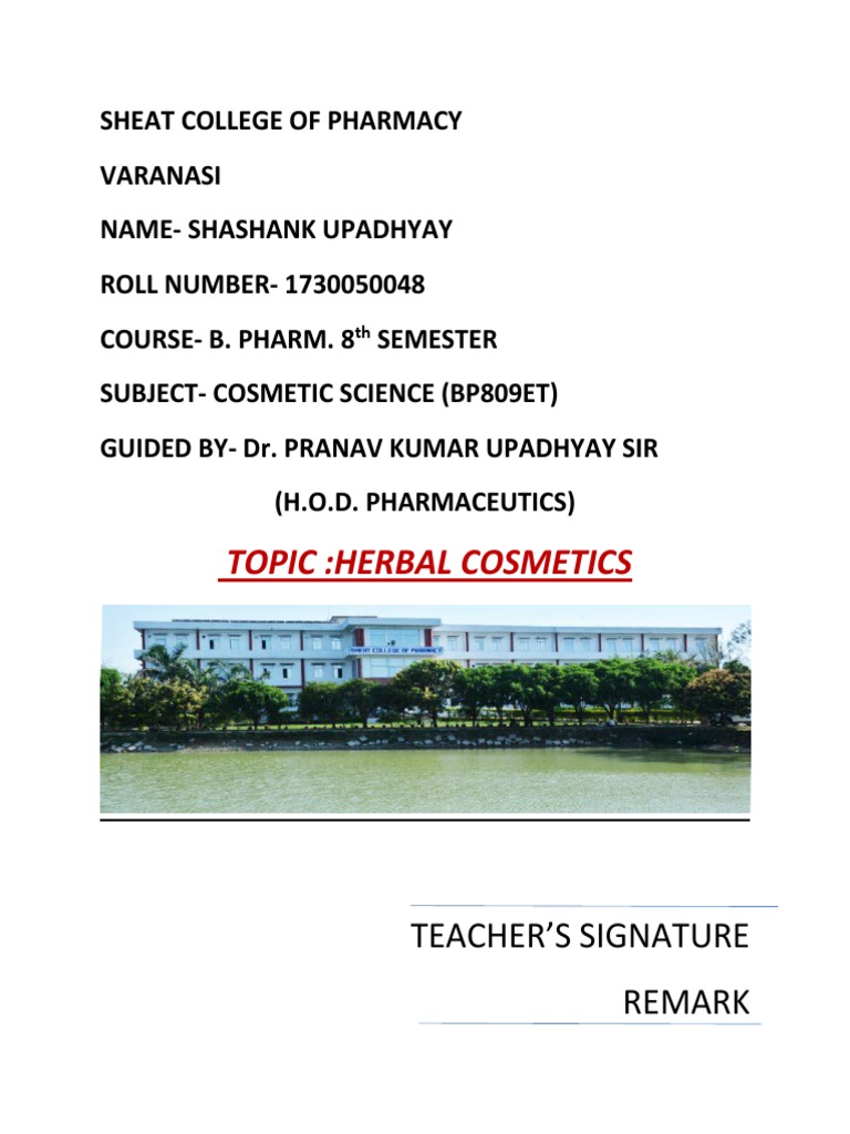 Herbal Cosmetics B Pharm 8th Sem 2 Pdf Cosmetics Shampoo