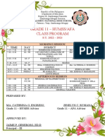 Class Program for Grade 11 HUMSS/AFA