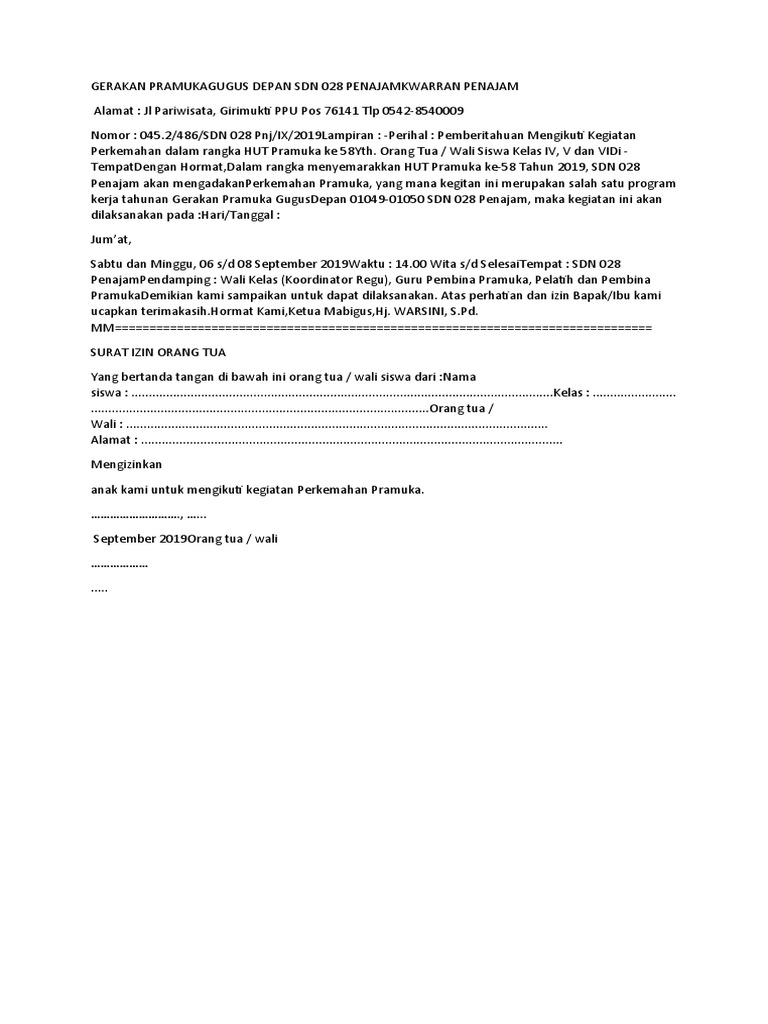 Surat Ijin Kegiatan | PDF
