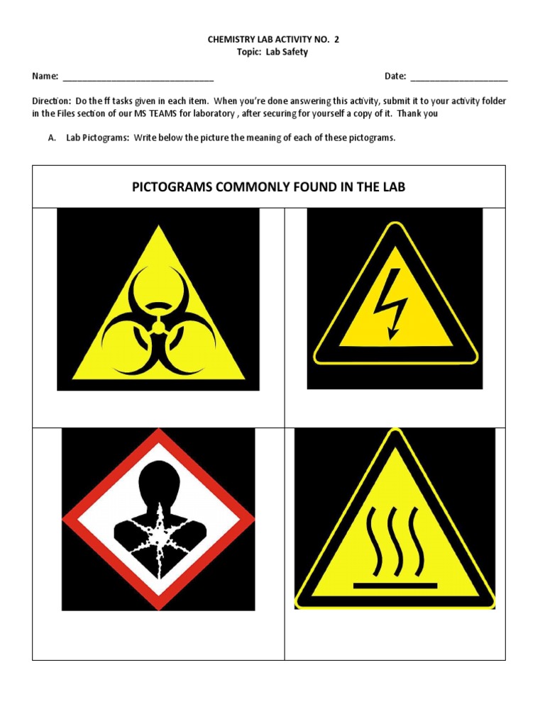 CHEM LAB ACTIVITY NO. 2 Lab Safety Protocols and Guidelines | PDF ...