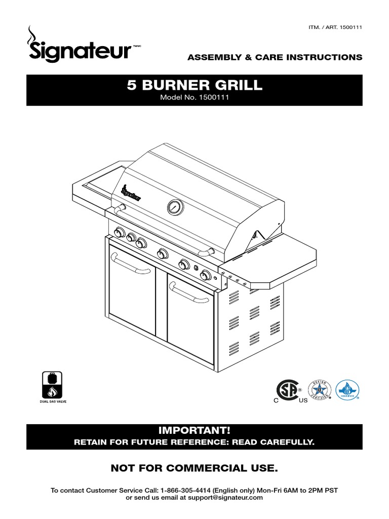 Signateur 5Burner Grill Owner's Manual PDF PDF Barbecue Grill