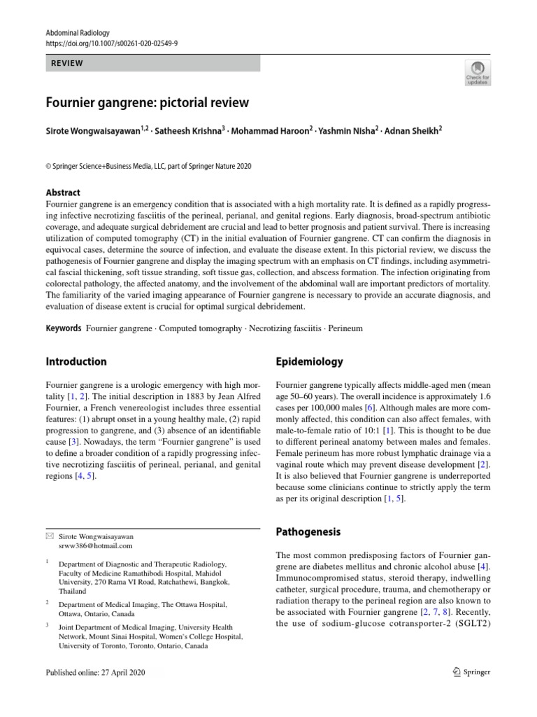 Fournier gangrene pictorial review pdf ct scan medical specialties