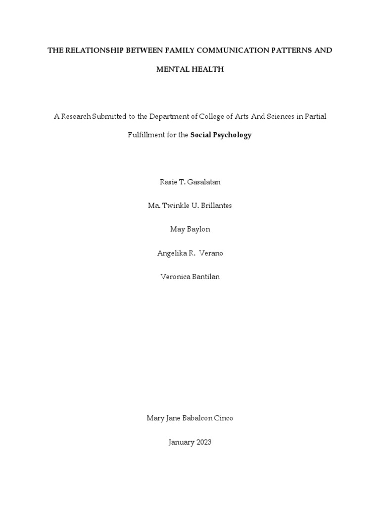 Family Communication Patterns & Mental Health | PDF | Mental Disorder ...