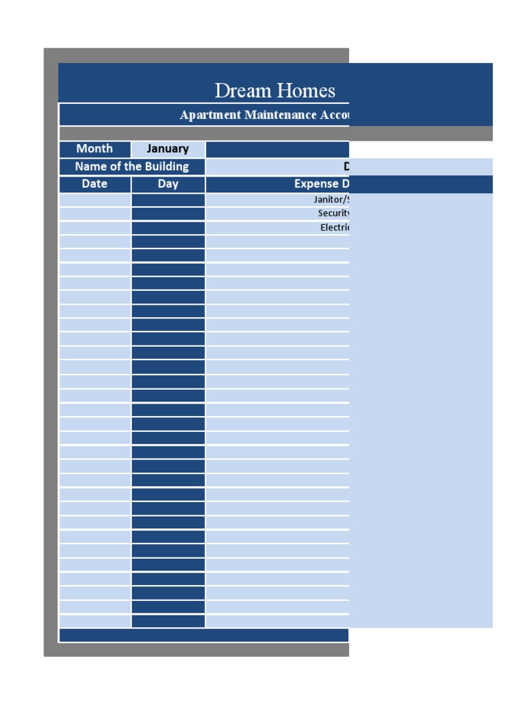 monthly-expense-summary-for-dream-homes-apartment-maintenance-accounts