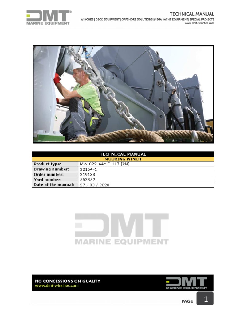 Technical Manual Mooring Winch Type MW 02244cE117 (KN) Dwg. 321641 DMT 219138 PDF Bearing