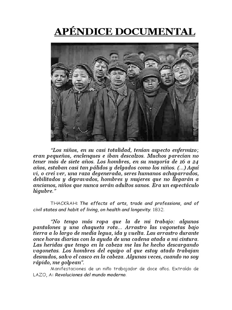 Impacto de la Revolución Industrial en Niños Trabajadores | PDF ...