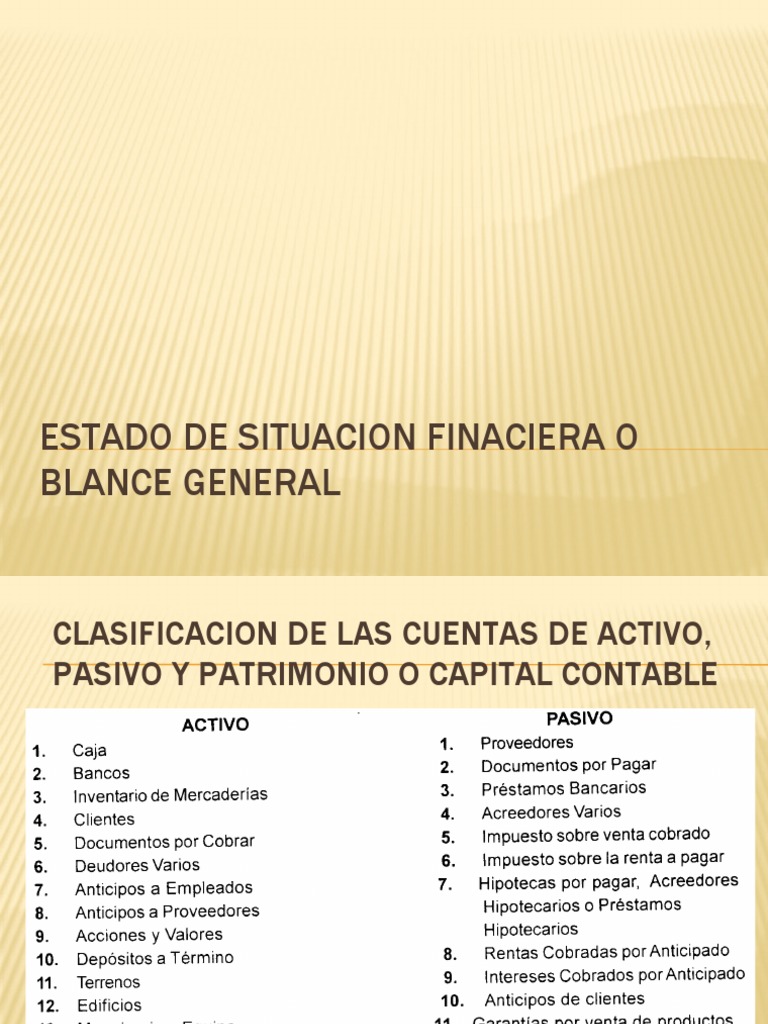 Estado de Situacion Finaciera o Blance General 1 | PDF | Contabilidad ...