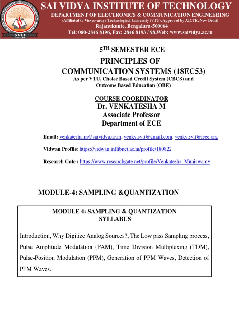 18ec53 Module 4 Sampling Quantization PDF Electronic Engineering