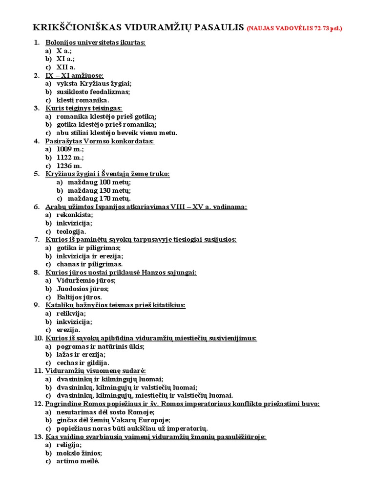 Krikscioniskas Viduramziu Pasaulis (Naujas Vadovelis) | PDF