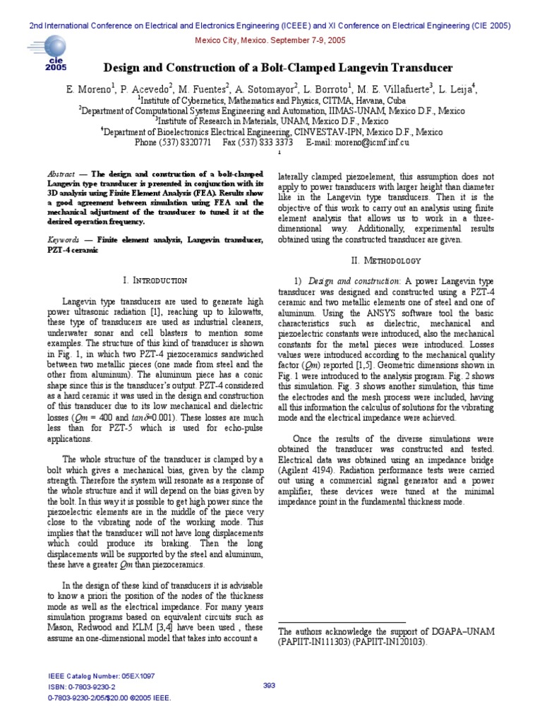 Bolt Clamped Langevin Transducer | PDF | Piezoelectricity | Electrical ...