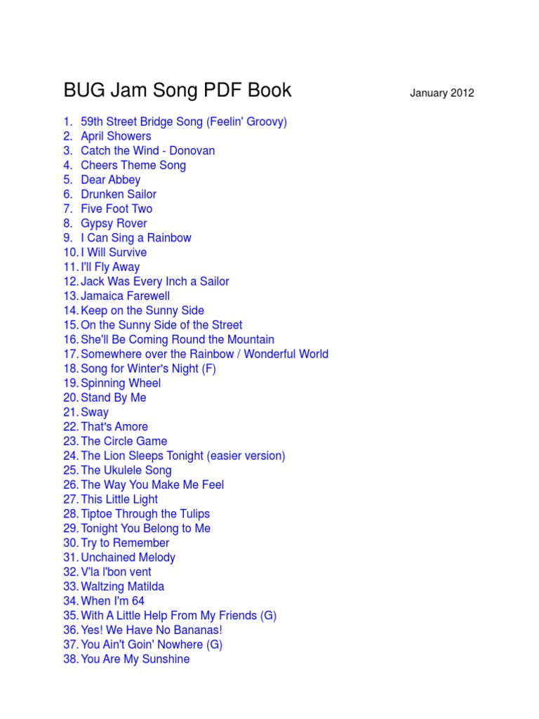 BUG Jam Song Book 201201 PDF