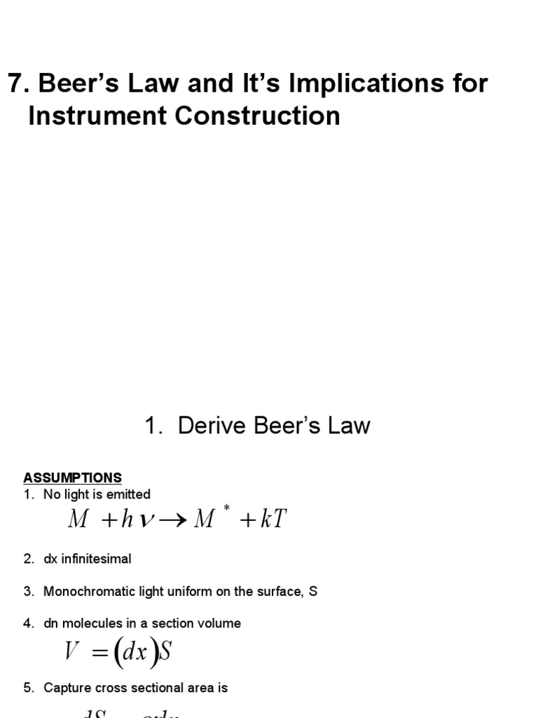 Beer's Law and It's Implications PDF Optics Radiation