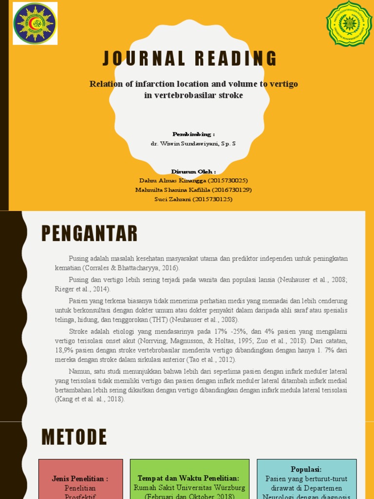 Hubungan Lokasi Infark & Volume dengan Vertigo pada Stroke ...