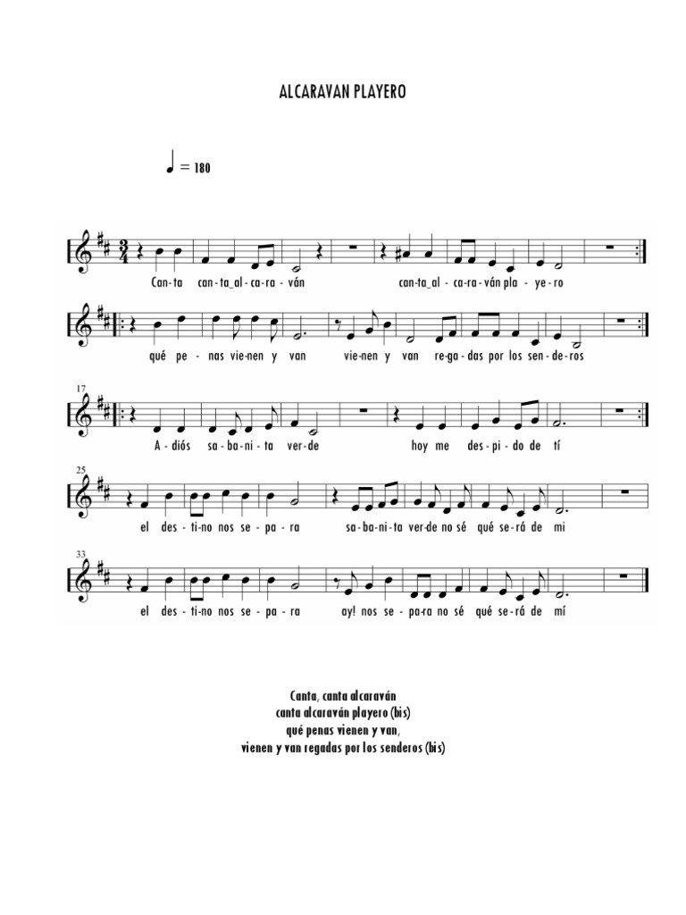 Letra de Alcaraván Playero | PDF