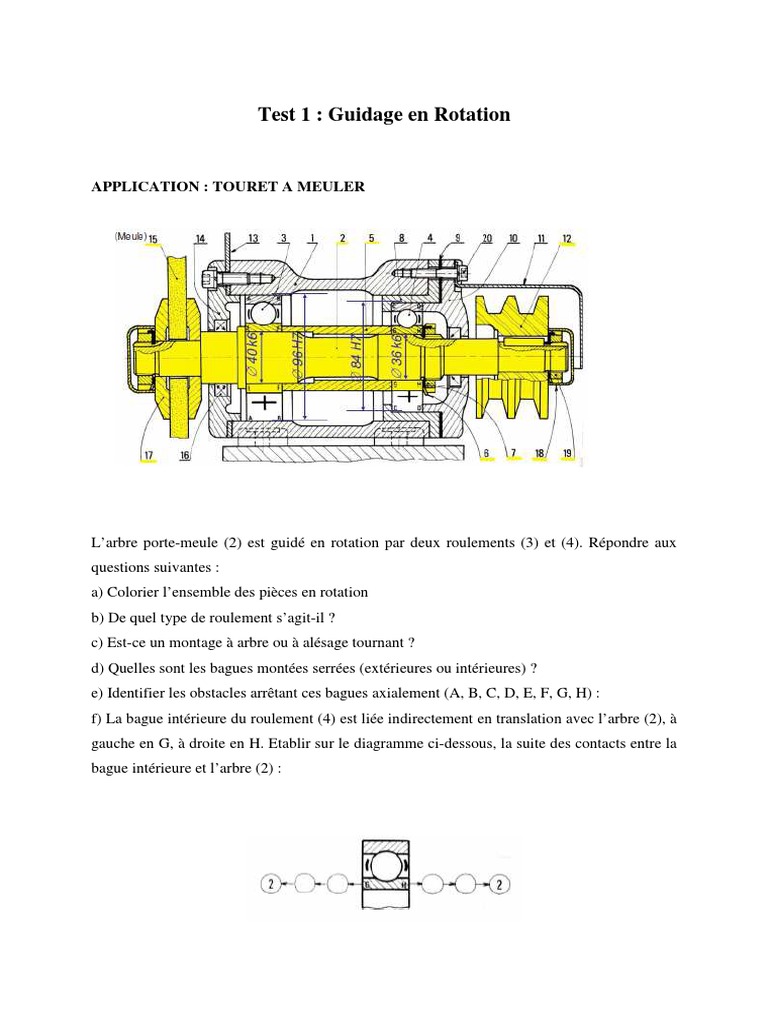 Exercice sur le guidage en rotation | PDF