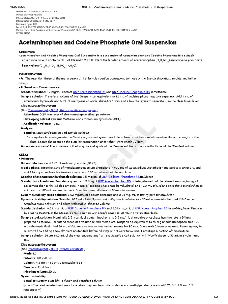 USPNF Acetaminophen and Codeine Phosphate Oral Suspension PDF
