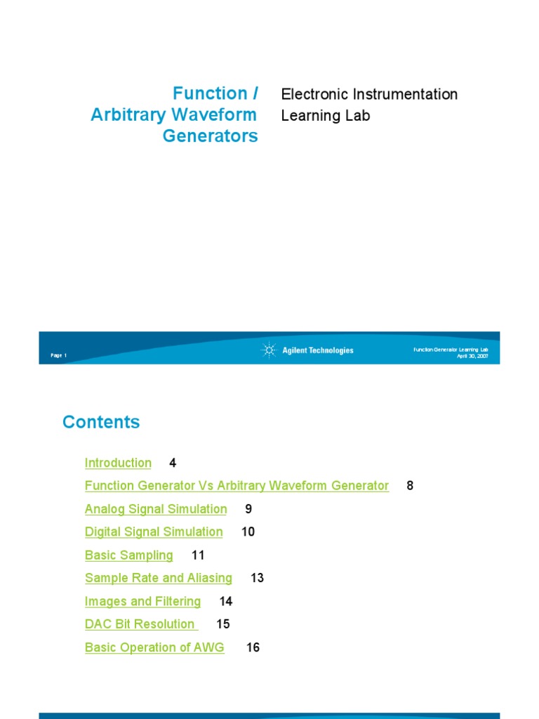 Function Generator PDF Sampling (Signal Processing) Modulation