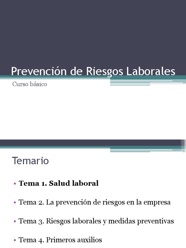 Prevención de Riesgos Laborales Básica | PDF | Riesgo | Seguridad y ...