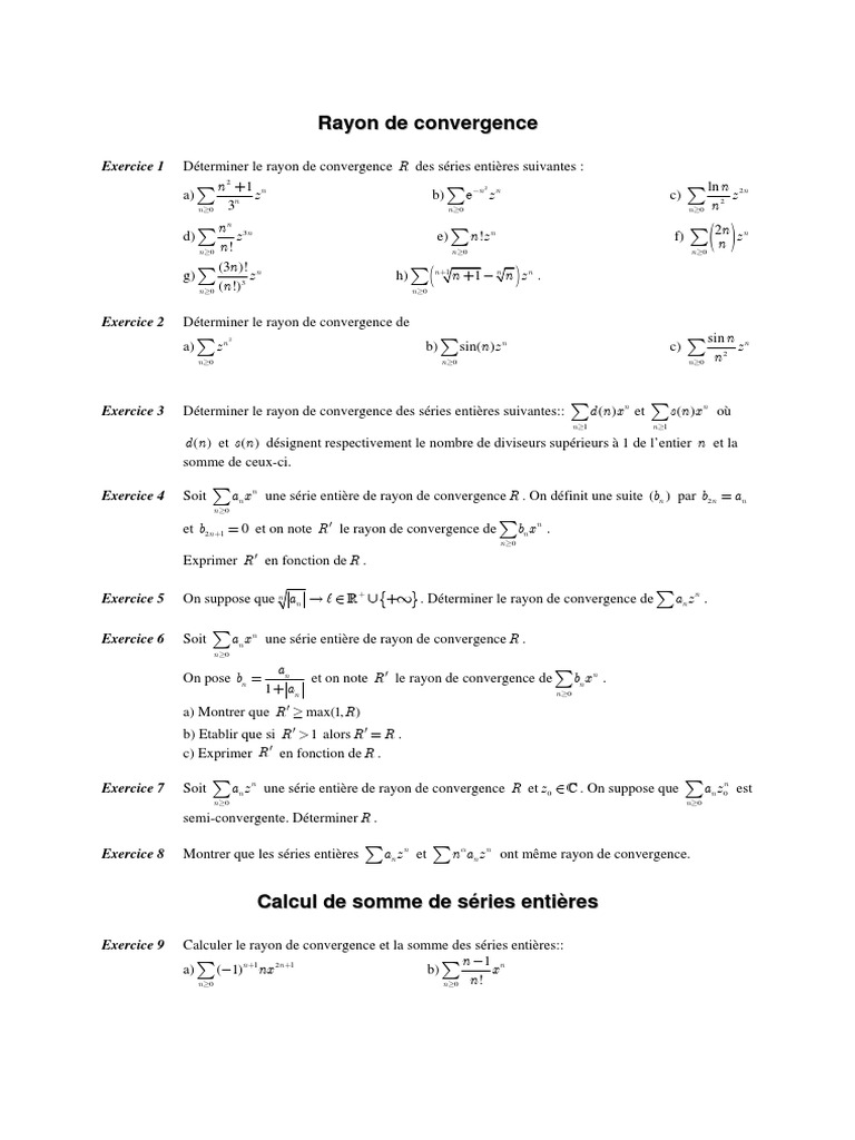 Rayon de convergence de arcsin PDF Série entière Limite — free download