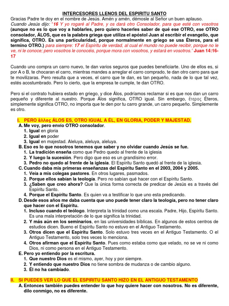 Intercesores Llenos Del Espiritu Santo | PDF | espíritu Santo | Jesús